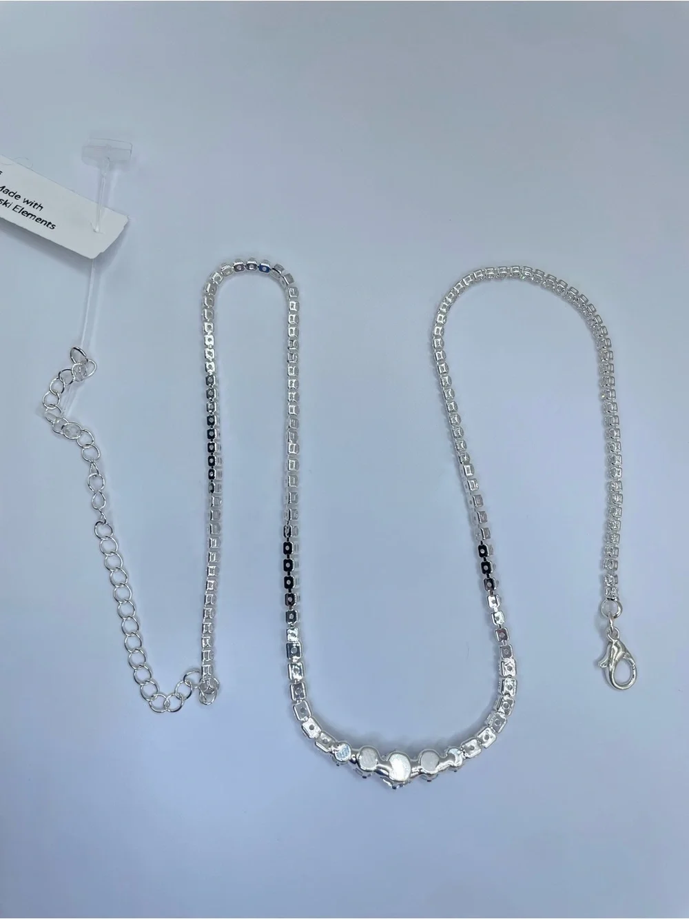 Swarovski Crystal Elements White Crystal Tennis Necklace Bridal Formal